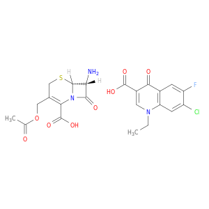 3-Quinolinecarboxylic acid, 7-chloro-1-ethyl-6-fluoro-1,4-dihydro-4-oxo-, (6R-trans)-3-((acetyloxy)methyl)-7-amino-8-oxo-5-thia-1-azabicyclo(4.2.0)oct-2-ene-2-carboxylate