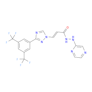 (E)-3-(3-(3,5-双(三氟甲基)苯基)-1H-1,2,4-三唑-1-基)-N'-(吡嗪-2-基)丙烯酰