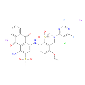 2-Anthracenesulfonicacid,1-amino-4-[[3-[[(5-chloro-2,6-difluoro-4-pyrimidinyl)methylamino]methyl]-4-methoxysulfophenyl]amino]-9,10-dihydro-9,10-dioxo-,sodium salt (1:2)