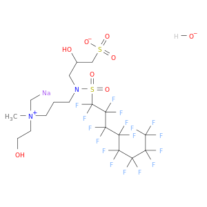 1-丙氨酸,3-[(1,1,2,2,3,3,4,4,4,4,5,6,6,6,6,6,6,6,6,6,6,6,6,6,6,6,6,6,6,6,6,6,6,6,6,6,6,6,7,7,8,8,8,8-庚二氟辛基)磺酰基](2-羟基-3-磺基丙基)氨基]-N-(2-羟乙基)-N,N-二甲基,氢氧化物,钠盐(1：1：1)
