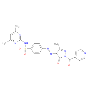 N-(4,6-DIMETHYLPYRIMIDIN-2-YL)-4-[[3-METHYL-5-OXO-1-(PYRIDINE-4-CARBONYL)-4H-PYRAZOL-4-YL]DIAZENYL]BENZENESULFONAMIDE