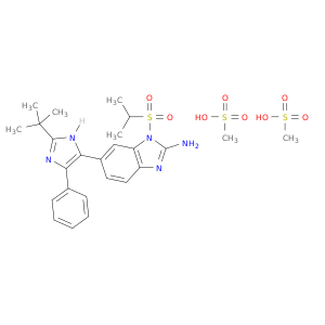 1H-BENZIMIDAZOL-2-AMINE, 6-[2-(1,1-DIMETHYLETHYL)-4-PHENYL-1H-IMIDAZOL-5-YL]-1-[(1-METHYLETHYL)SULFONYL]-, METHANESULFONATE (1:2)
