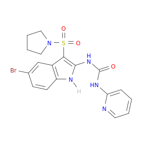Urea, N-[5-bromo-3-(1-pyrrolidinylsulfonyl)-1H-indol-2-yl]-N'-2-pyridinyl-