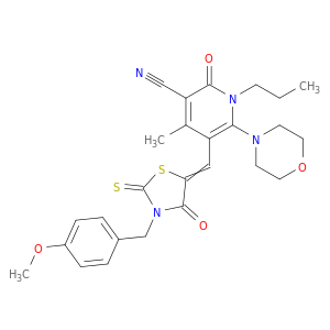 5-[[3-[(4-methoxyphenyl)methyl]-4-oxo-2-sulfanylidene-thiazolidin-5-ylidene]methyl]-4-methyl-6-morpholin-4-yl-2-oxo-1-propyl-pyridine-3-carbonitrile