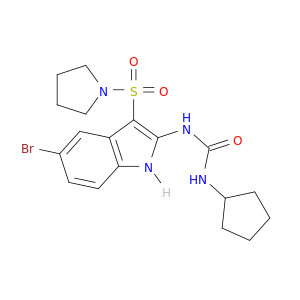 Urea, N-[5-bromo-3-(1-pyrrolidinylsulfonyl)-1H-indol-2-yl]-N'-cyclopentyl-