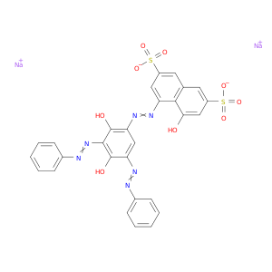 2,7-萘二磺酸,4-[2-[2,4-二羟基-3,5-双(2-苯基二亚亚亚亚亚亚苯基)苯基]二亚苄基]-5-羟基-,钠盐(1：2)