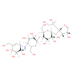 (2R,3S,4R,5R)-4-[(2R,3R,4S,5R,6R)-5-[(2S,3R,4S,5R)-3,4-dihydroxy-6-(hydroxymethyl)-5-[[(1S,4R,5S,6S)-4,5,6-trihydroxy-3-(hydroxymethyl)-1-cyclohex-2-enyl]amino]oxan-2-yl]oxy-3,4-dihydroxy-6-(hydroxymethyl)oxan-2-yl]oxy-2,3,5,6-tetrahydroxy-hexanal