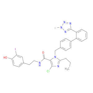 1H-Imidazole-5-carboxamide,4-chloro-N-[2-(4-hydroxy-3-iodophenyl)ethyl]-2-propyl-1-[[2'-(2H-tetrazol-5-yl)[1,1'-biphenyl]-4-yl]methyl]-