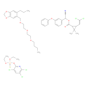 6-[2-(2-butoxyethoxy)ethoxymethyl]-5-propyl-benzo[1,3]dioxole; [cyano-(3-phenoxyphenyl)methyl] 3-(2,2-dichloroethenyl)-2,2-dimethyl-cyclopropane-1-carboxylate; diethoxy-sulfanylidene-(3,5,6-trichloropyridin-2-yl)oxy-phosphorane