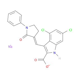 1H-Indole-2-carboxylicacid, 4,6-dichloro-3-[(E)-(2-oxo-1-phenyl-3-pyrrolidinylidene)methyl]-, sodiumsalt (1:1)