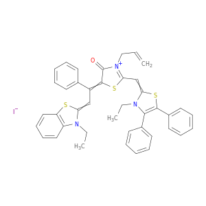 噻唑鎓,5-[2-(3-乙基-2(3H)-苯并噻唑基二甲苯)-1-苯基乙基]-2-[(3-乙基-4,5-二苯基-2(3H)-噻唑基二乙烯)甲基]-4-OXO-3-(2-PHELEN-1-YL)-碘化物(1：1)