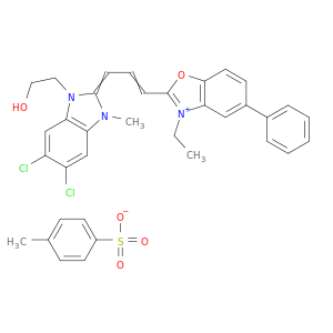 Benzoxazolium,2-[3-[5,6-二氯-1,3-二氢-1-(2-羟乙基)-3-甲基-2H-苯并咪唑-2-ylidene]-1-Propen-1-Y1]-3-乙基-5-苯基-,4-甲基苯磺酸盐(1：1)