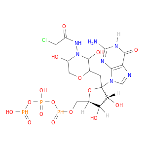(N-(CHLOROACETYLAMINO)-3,5-DIHYDROXY-2-MORPHOLINYL)METHYL GUANOSINE TRIPHOSPHONATE