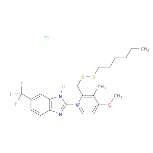 Pyridinium,2-[(hexyldithio)methyl]-4-methoxy-3-methyl-1-[6-(trifluoromethyl)-1H-benzimidazol-2-yl]-,chloride (1:1)
