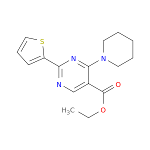 5-Pyrimidinecarboxylic acid, 4-(1-piperidinyl)-2-(2-thienyl)-, ethyl ester