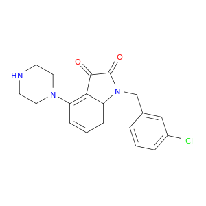 1H-Indole-2,3-dione, 1-[(3-chlorophenyl)methyl]-4-(1-piperazinyl)-
