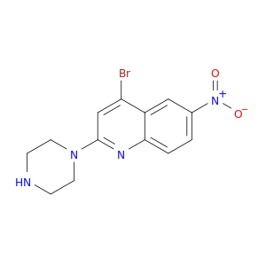 Quinoline, 4-bromo-6-nitro-2-(1-piperazinyl)-