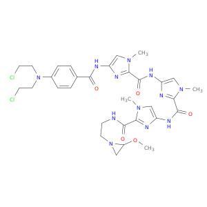 4-[[4-[[4-[[4-[bis(2-chloroethyl)amino]benzoyl]amino]-1-methyl-imidazole-2-carbonyl]amino]-1-methyl-imidazole-2-carbonyl]amino]-N-[2-(2-methoxyaziridin-1-yl)ethyl]-1-methyl-imidazole-2-carboxamide