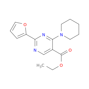 5-Pyrimidinecarboxylic acid, 2-(2-furanyl)-4-(1-piperidinyl)-, ethyl ester