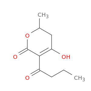 2H-Pyran-2-one, 5,6-dihydro-4-hydroxy-6-methyl-3-(1-oxobutyl)-