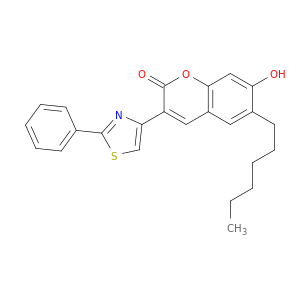 2H-1-Benzopyran-2-one, 6-hexyl-7-hydroxy-3-(2-phenyl-4-thiazolyl)-