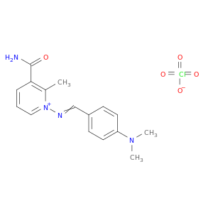 3-(AMINOCARBONYL)-1-(((4-(DIMETHYLAMINO)PHENYL)METHYLENE)AMINO)-2-METHYLPYRIDINIUM PERCHLORATE