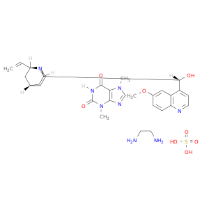 3,7-dimethylpurine-2,6-dione; ethane-1,2-diamine; (R)-[(4R,6S,7S)-6-ethenyl-1-azabicyclo[2.2.2]oct-7-yl]-(6-methoxyquinolin-4-yl)methanol; sulfuric acid