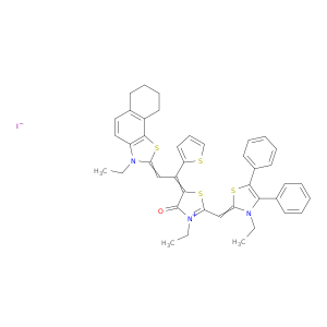噻唑鎓,3-乙基-2-[(3-乙基-4,5-二苯基-2(3H)-噻唑基亚二烯烯)甲基]-5-[2-(3-乙基-6,7,8,9-四氢萘[2,1-D]噻唑-2(3H)二基亚乙烯)-1-(2-噻吩基)乙基]-4-氧代-,碘化物(1：1)