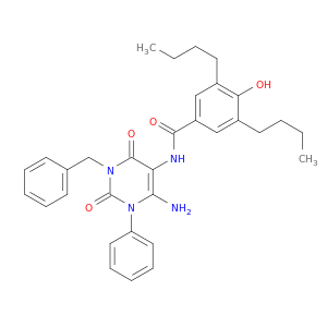 Benzamide,N-[6-amino-1,2,3,4-tetrahydro-2,4-dioxo-1-phenyl-3-(phenylmethyl)-5-pyrimidinyl]-3,5-dibutyl-4-hydroxy-