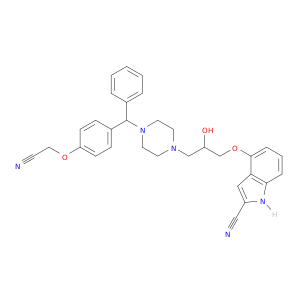 1H-Indole-2-carbonitrile,4-[3-[4-[[4-(cyanomethoxy)phenyl]phenylmethyl]-1-piperazinyl]-2-hydroxypropoxy]-