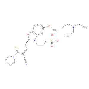 3(2H)-苯并恶唑丙二烷磺酸,2-[3-氰基-4-(1-吡咯烷基)-4-硫代氧基-2-丁烯-1-ylidene]-5-甲氧基,CPOPD。用n,n-二乙基乙胺(1：1)