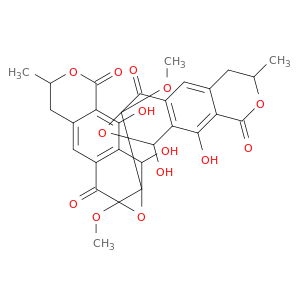 [1a,1'a(4H,4'H)-Bi-2H-oxireno[6,7]naphtho[2,3-c]pyran]-4,4',9,9'(9aH,9'aH)-tetrone,6,6',7,7'-tetrahydro-2,2',3,3'-tetrahydroxy-9a,9'a-dimethoxy-6,6'-dimethyl-,(1aS,1'aS,2R,2'R,6R,6'R,9R,9'aR)- (9CI)