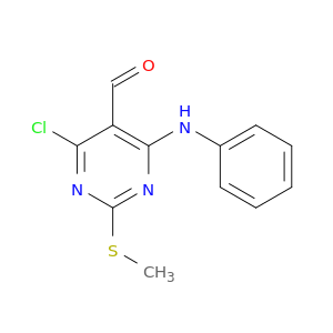 5-Pyrimidinecarboxaldehyde, 4-chloro-2-(methylthio)-6-(phenylamino)-