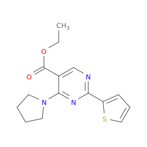 5-Pyrimidinecarboxylic acid, 4-(1-pyrrolidinyl)-2-(2-thienyl)-, ethyl ester