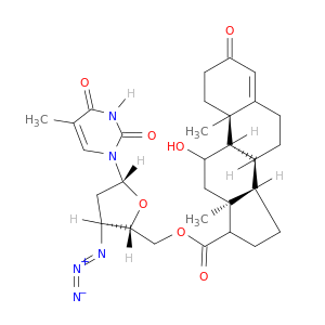 Androst-4-ene-17-carboxylicacid, 11-hydroxy-3-oxo-, 5'-ester with 3'-azido-3'-deoxythymidine, (11b,17b)-
