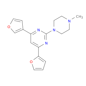 Pyrimidine, 4-(2-furanyl)-6-(3-furanyl)-2-(4-methyl-1-piperazinyl)-