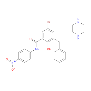 3-benzyl-5-bromo-2-hydroxy-N-(4-nitrophenyl)benzamide; piperazine
