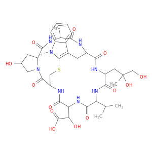 PHALLACIDIN FROM AMANITA PHALLOIDES;CYCLO(ALA-<WBR>2-<WBR>MERCAPTO-<WBR>TRP-<WBR>4;5-<WBR>DIHYDROXY-<WBR>LEU-<WBR>VAL-<I>ERYTHRO</I>-3-HYDROXY-<SC>D</SC>-ASP-CYS-<I>CIS</I>-4-HYDROXY-PRO)
