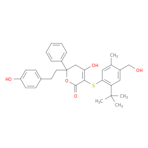 5-{[2-tert-butyl-4-(hydroxymethyl)-5-methylphenyl]sulfanyl}-6-hydroxy-2-[2-(4-hydroxyphenyl)ethyl]-2-phenyl-2,3-dihydro-4h-pyran-4-one