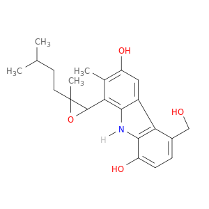 9H-Carbazole-1,6-diol,4-(hydroxymethyl)-7-methyl-8-[3-methyl-3-(3-methylbutyl)-2-oxiranyl]-