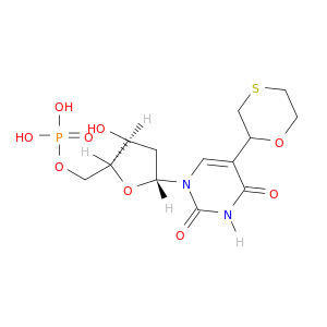 5'-Uridylic acid, 2'-deoxy-5-(1,4-oxathian-2-yl)-, (R)-