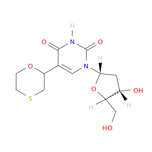 Uridine, 2'-deoxy-5-(1,4-oxathian-2-yl)-, (S)-