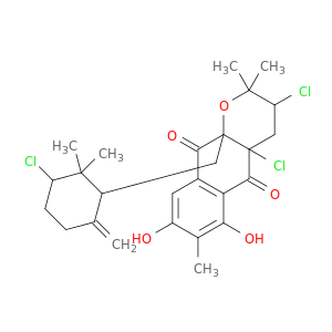 2H-Naphtho[2,3-b]pyran-5,10-dione,3,4a-dichloro-10a-[(3-chloro-2,2-dimethyl-6-methylenecyclohexyl)methyl]-3,4,4a,10a-tetrahydro-6,8-dihydroxy-2,2,7-trimethyl-(9CI)