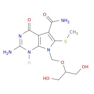 3H-Pyrrolo[2,3-d]pyrimidine-5-carboxamide,2-amino-4,7-dihydro-7-[[2-hydroxy-1-(hydroxymethyl)ethoxy]methyl]-6-(methylthio)-4-oxo-