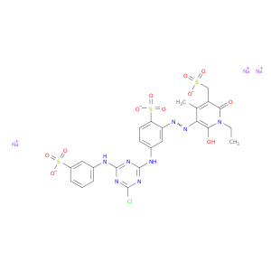 3-吡啶酰氨乙酰磺酸,5-[2-[5-[4-氯-6-[(3-硫苯基)氨基]-1,3,5-三嗪-2-基]氨基]-2-硫苯基]二亚苯基]-1-乙基-1,2-二氢-6-羟基-4-甲基-2-氧代-,钠盐(1：3)