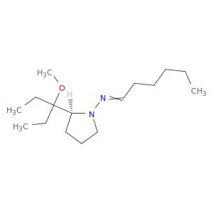 1-Pyrrolidinamine, 2-(1-ethyl-1-methoxypropyl)-N-hexylidene-, (2S)-