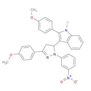 1H-Indole,3-[4,5-dihydro-3-(4-methoxyphenyl)-1-(3-nitrophenyl)-1H-pyrazol-5-yl]-2-(4-methoxyphenyl)-