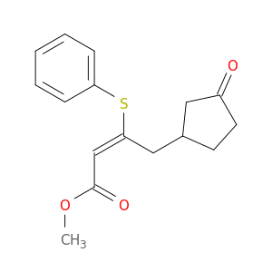 2-Butenoic acid, 4-(3-oxocyclopentyl)-3-(phenylthio)-, methyl ester, (E)-