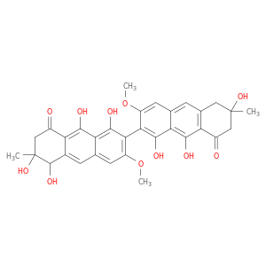 (2,2'-bianthracene)-8,8'(5h,5'h)-dione, 6,6',7,7'-tetrahydro-1,1',5,6,6',9,9'-heptahydroxy-3,3'-dimethoxy-6,6'-dimethyl-