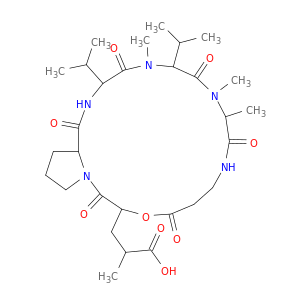 b-Alanine,4-carboxy-2-hydroxypentanoyl-L-prolyl-L-valyl-N-methyl-L-valyl-N-methyl-L-alanyl-,(6&reg;1)-lactone (9CI)